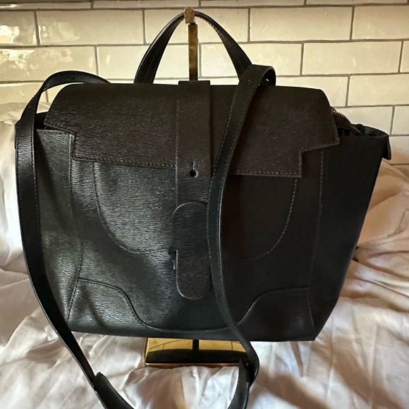 Senreve Black Midi Maestra Bag with Structured Design. Like bee - Picture 7 of 15